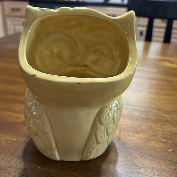 Vintage Yellow Owl/Floral Planter Stamped 6314  - Retro Boho Vibes Ceramic - Picture 4 of 11